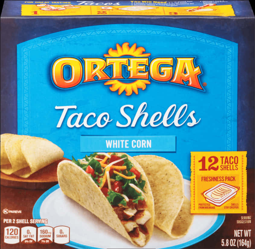 Ortega White Corn Taco Shells Packaging