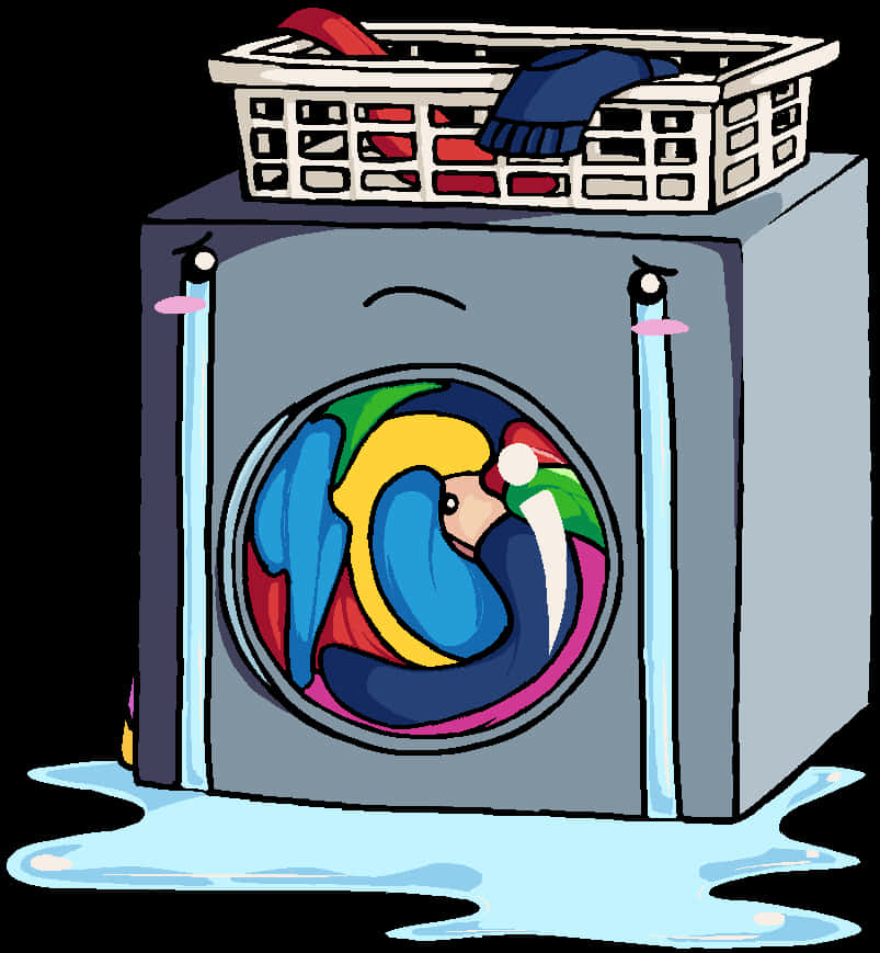 Overflowing Washing Machine Cartoon