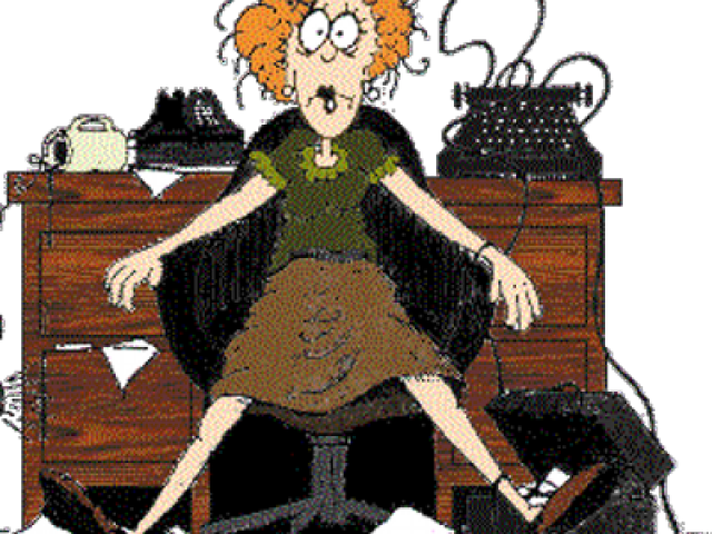 Overwhelmed Secretary Cartoon