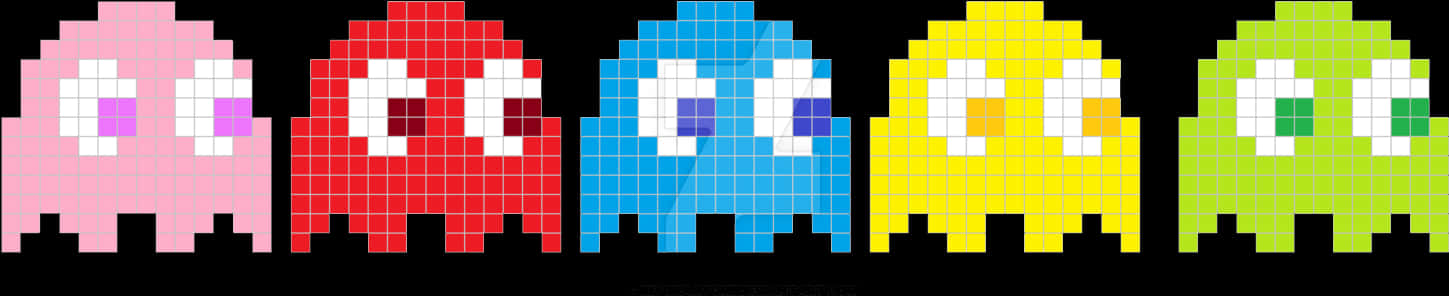 Pacman Ghosts Pixel Art