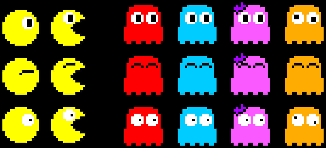 Pacmanand Ghosts Pixel Art