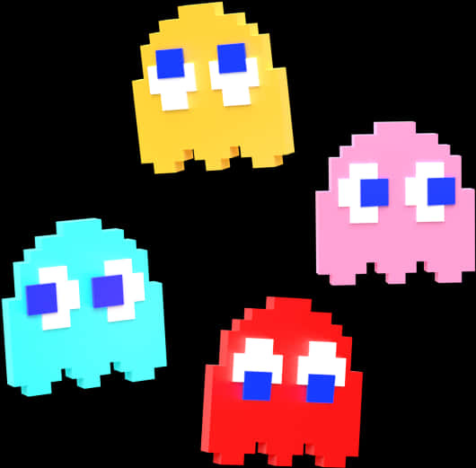 Pacmanand Ghosts Vector Art