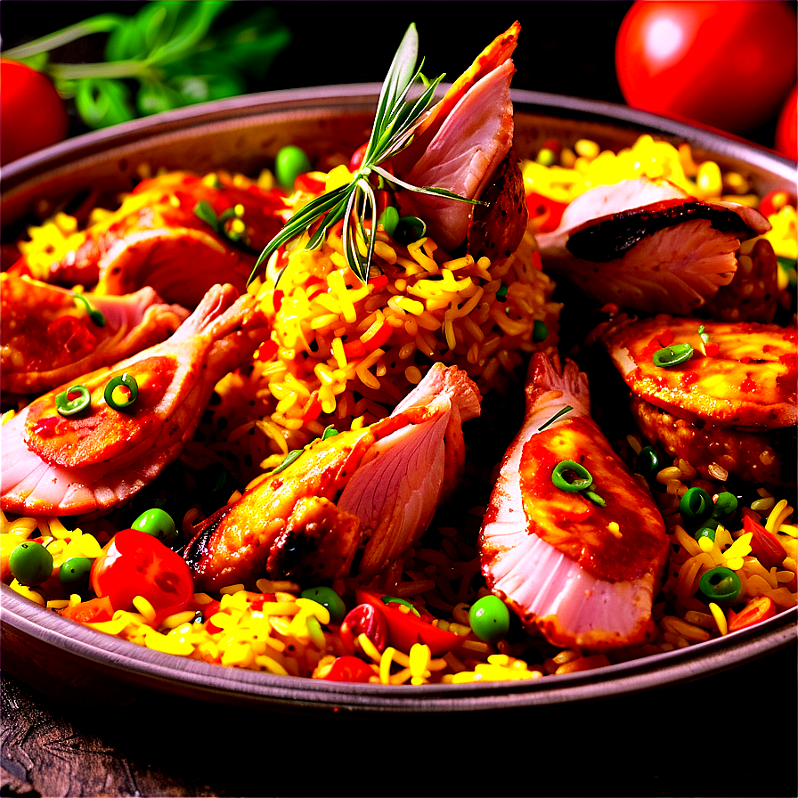 Paella With Crispy Skin Chicken Png 15