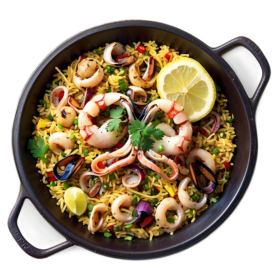 Paella With Grilled Squid And Aioli Png 84