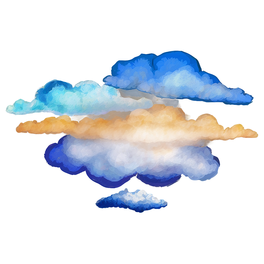 Painted Blue Clouds Png Qok96