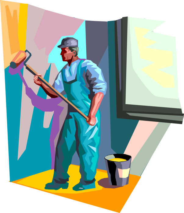 Painter At Work Vector Illustration