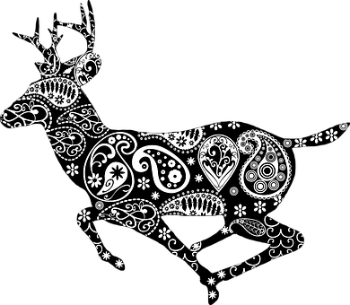 Paisley Patterned Deer Silhouette