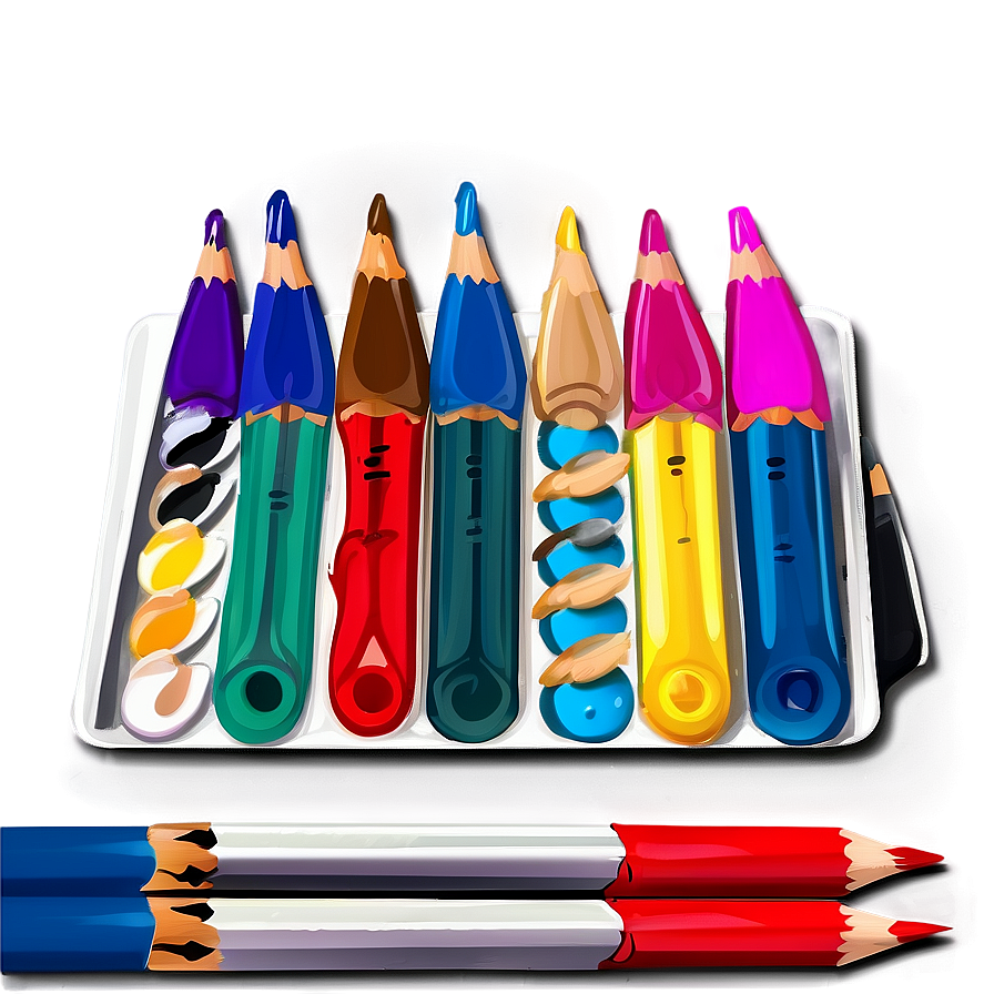 Palette With Drawing Pencils Png Exd