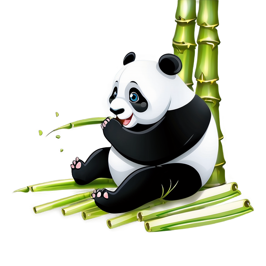 Panda Eating Bamboo Cartoon Png Prv