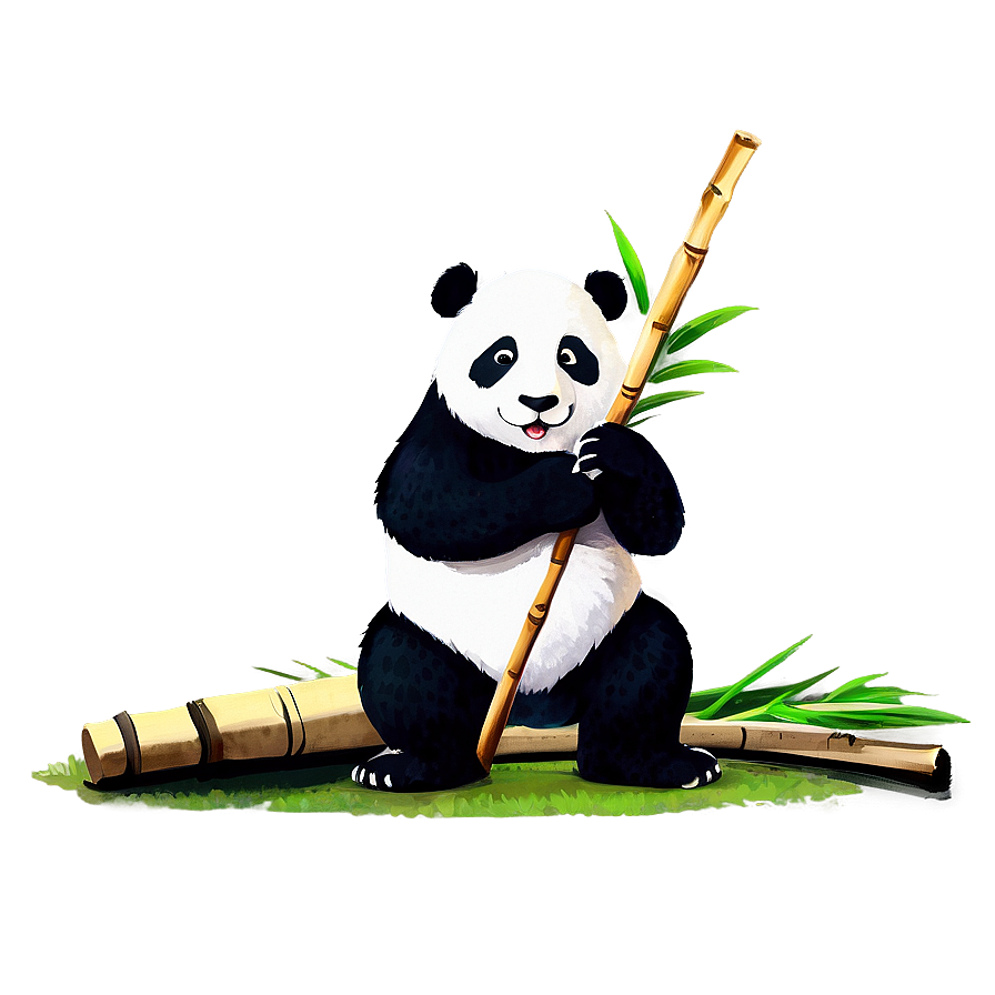 Panda Holding Bamboo Stick Png 6