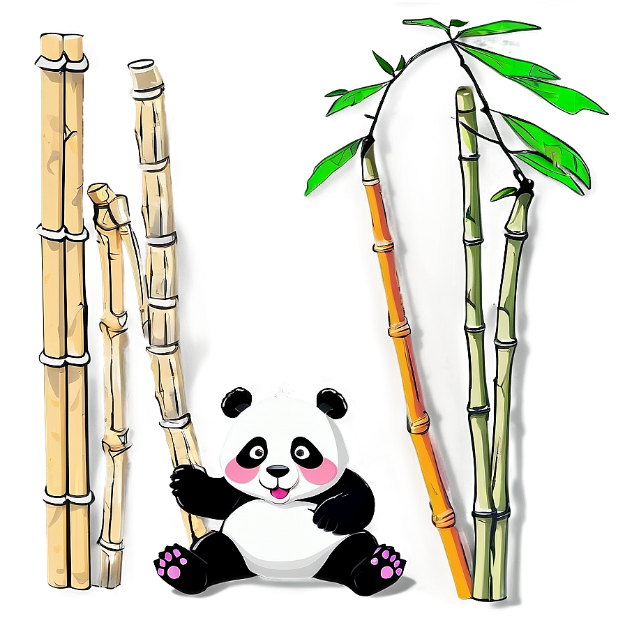 Panda Holding Bamboo Stick Png Ffg