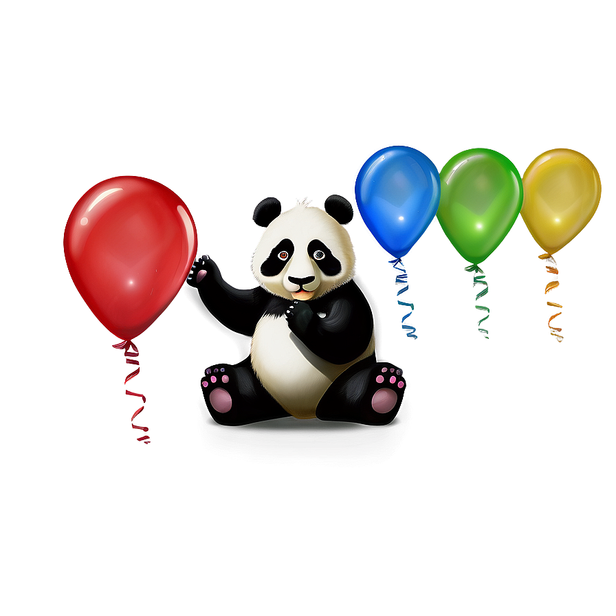 Panda With Balloons Png Kht