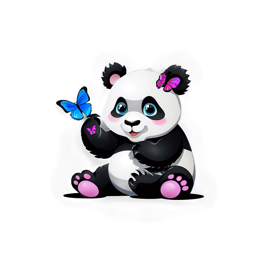 Panda With Butterfly Png 82