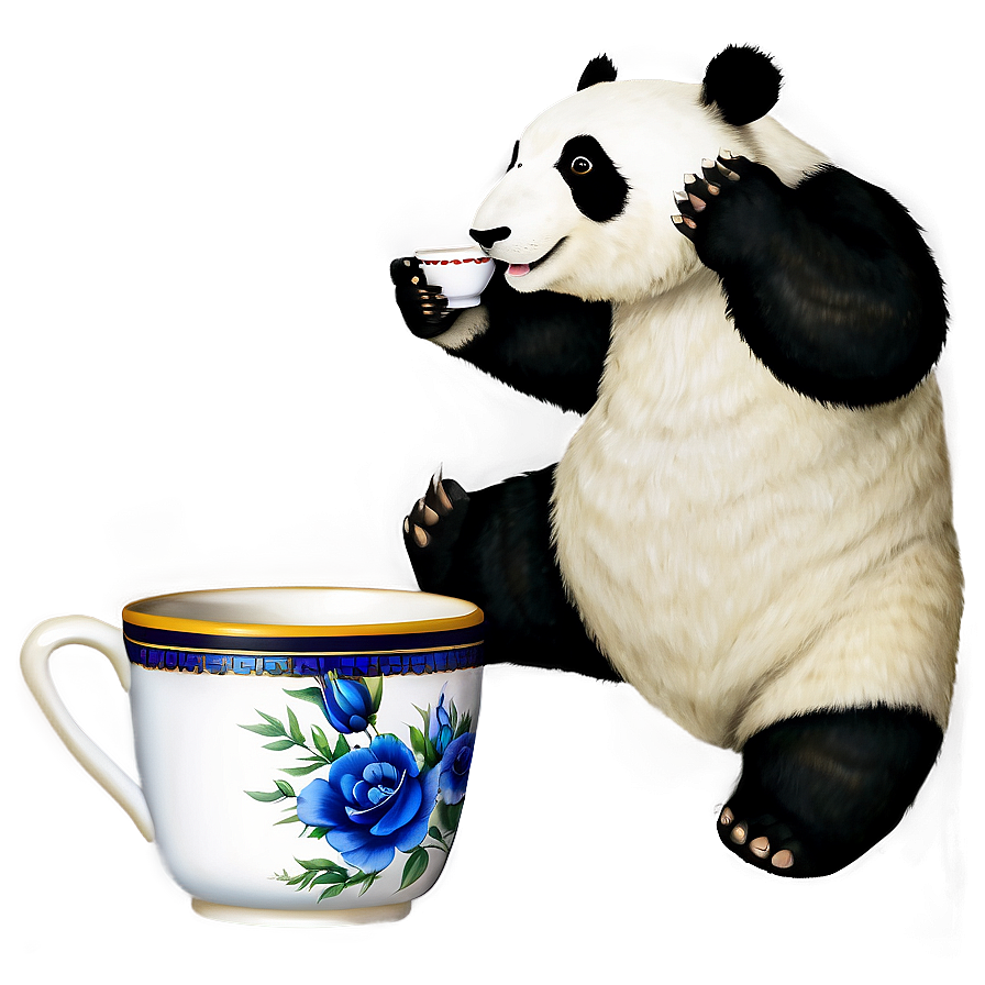 Panda With Cup Of Tea Png 69