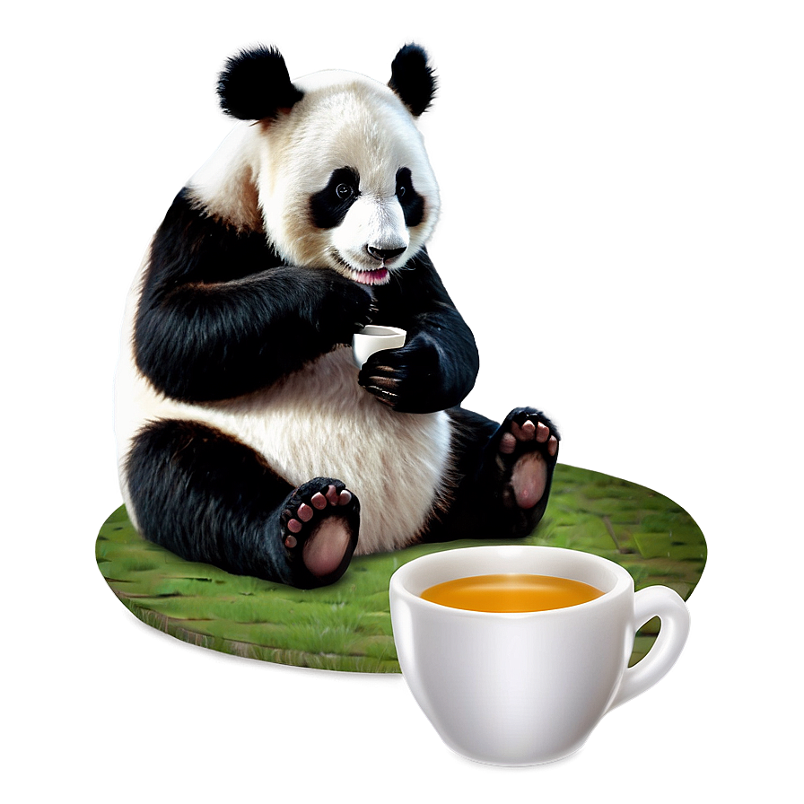 Panda With Cup Of Tea Png 77