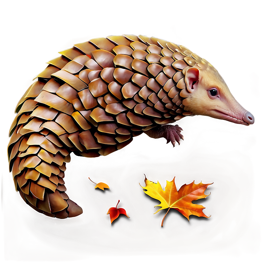 Pangolin In Autumn Leaves Png Obb