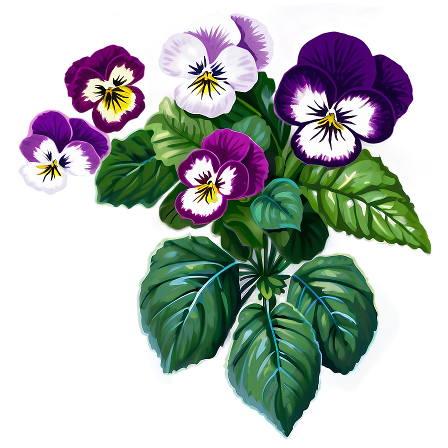 Pansy With Leaves Png Oej