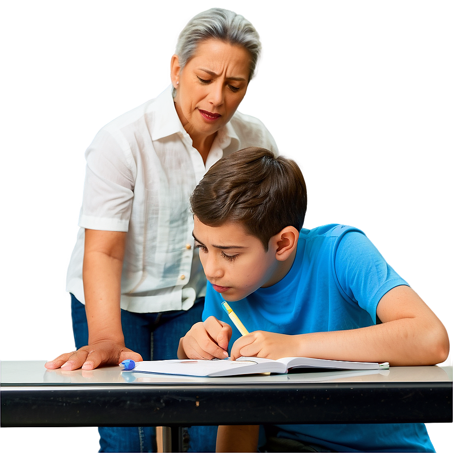 Parent Helping Child With Homework Png Xhj65