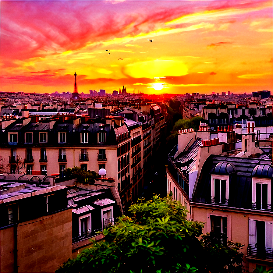 Paris Sunset Over Rooftops Png 06232024