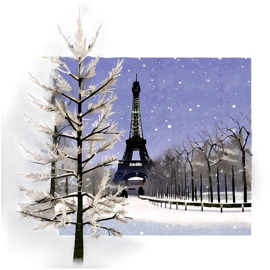 Paris Winter Wonderland Scene Png Hiw6