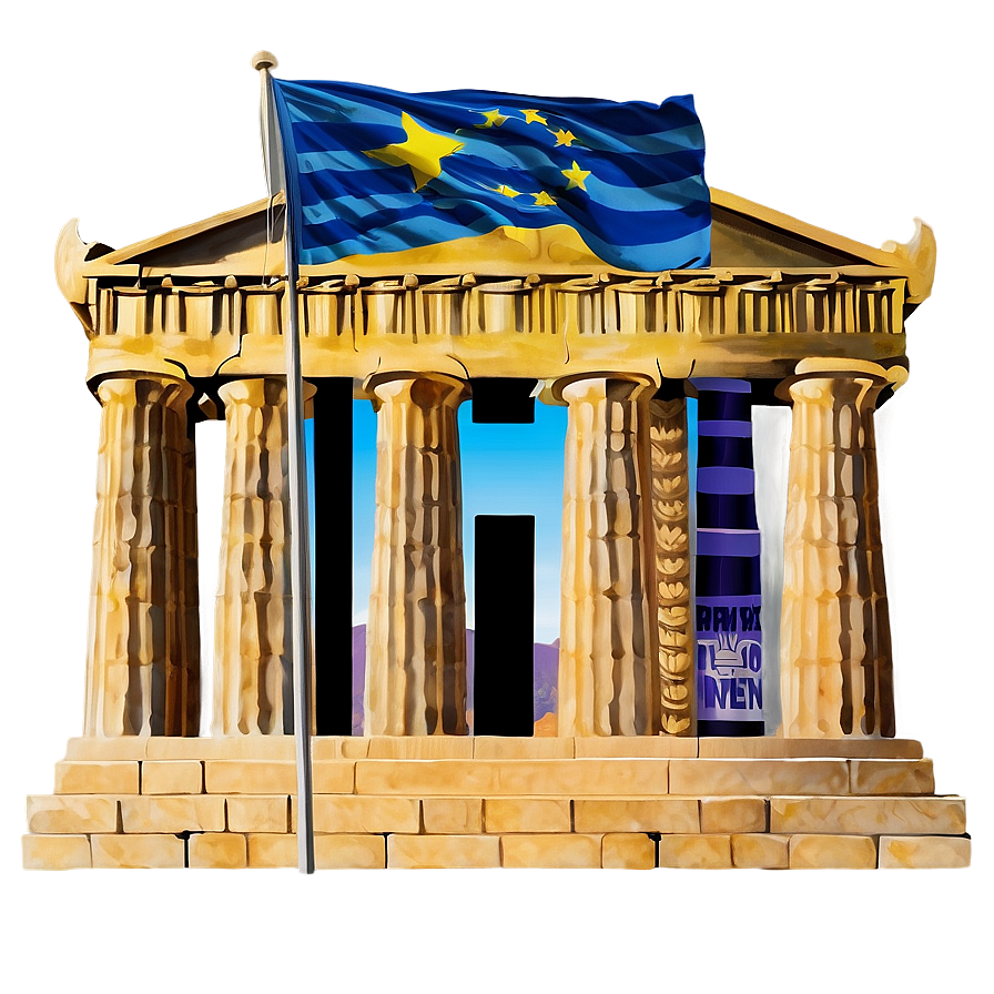 Parthenon With Greek Flag Png Xnn