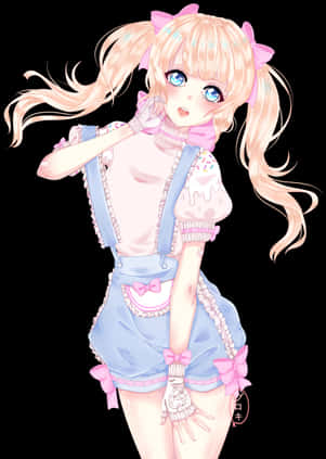 Pastel Anime Girlin Blue Outfit