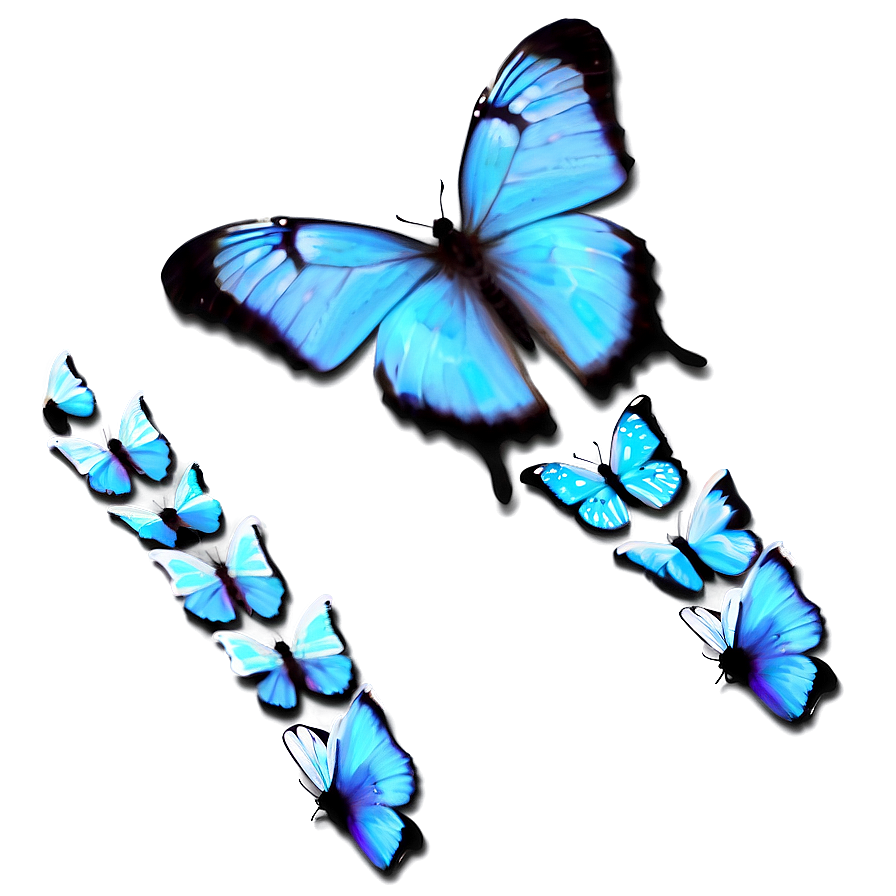 Pastel Blue Butterflies Png 5