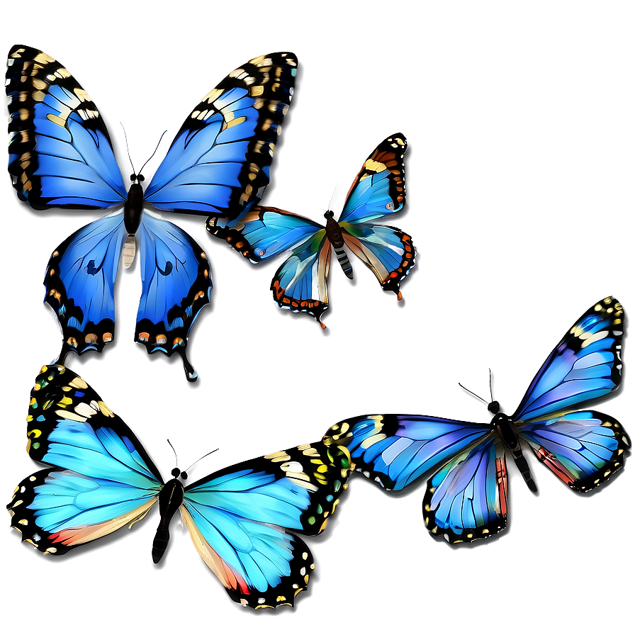 Pastel Blue Butterflies Png Nyy29