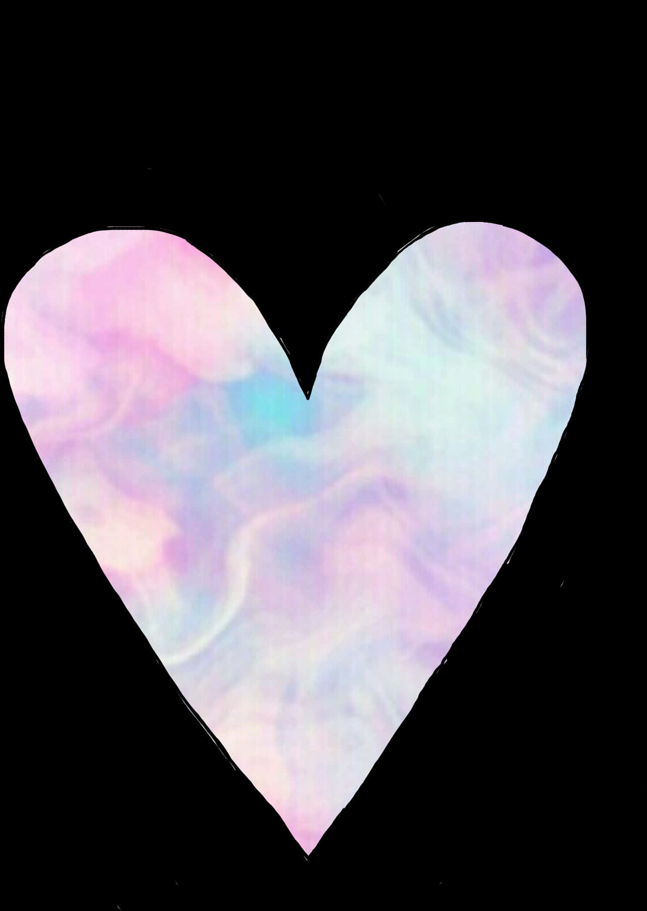 Pastel Heart Against Black Background