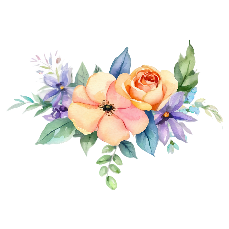 Pastel Watercolor Flowers Png 05252024