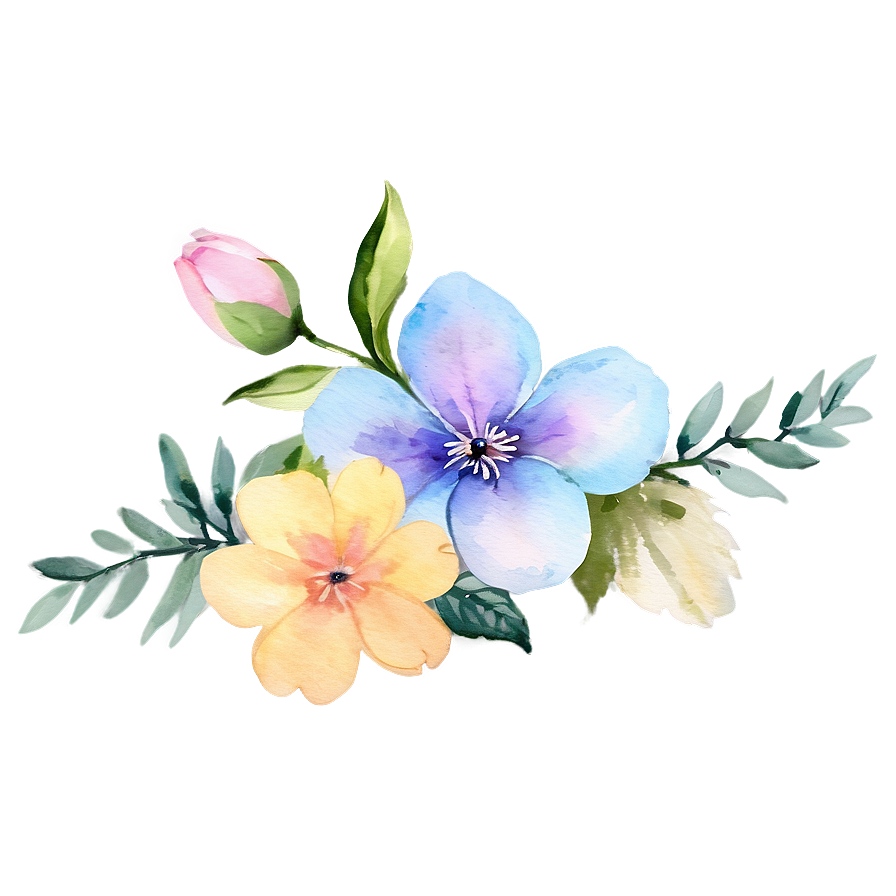 Pastel Watercolor Flowers Png 87