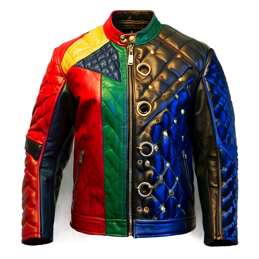 Patchwork Leather Jacket Png 06122024