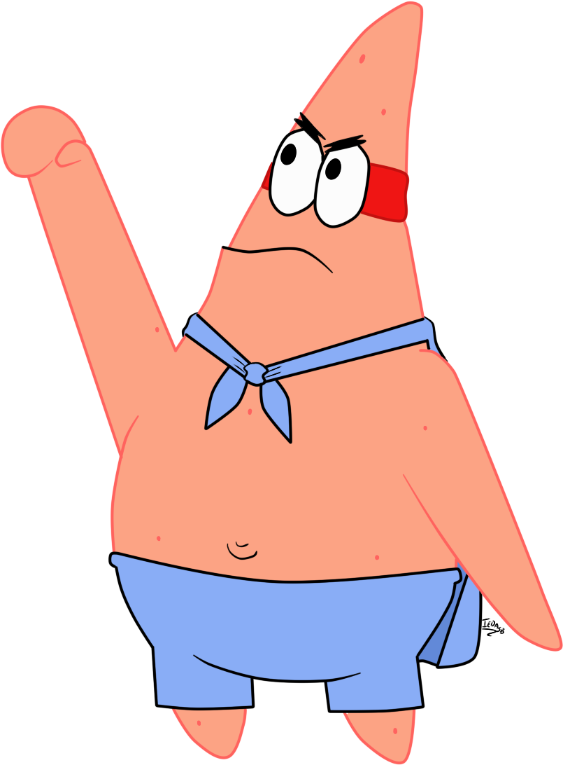 Patrick Star Raising Hand Illustration