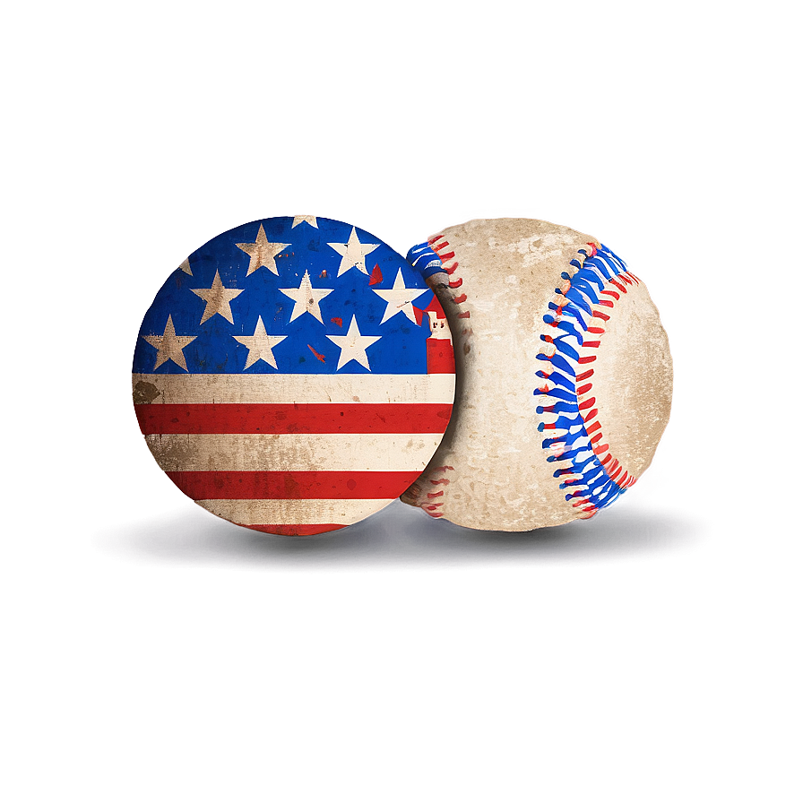 Patriotic Distressed Baseball Png 06282024