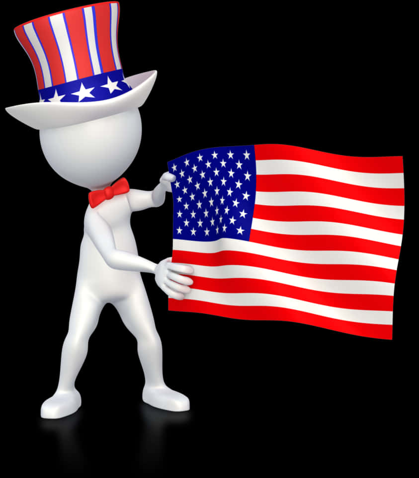 Patriotic Figure Holding American Flag