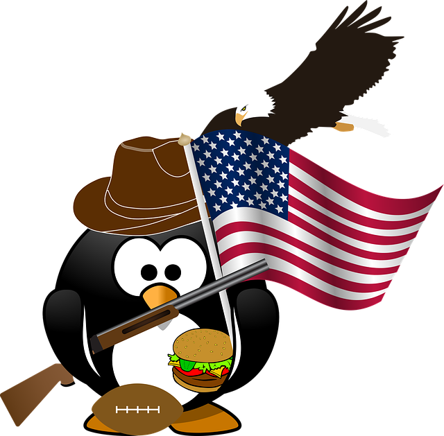 Patriotic Penguinwith American Flagand Eagle