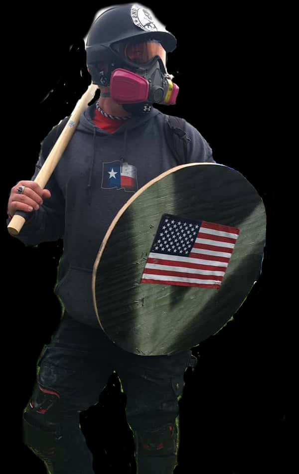 Patriotic Protesterwith Shieldand Bat