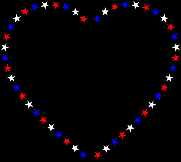 Patriotic Star Heart Outline