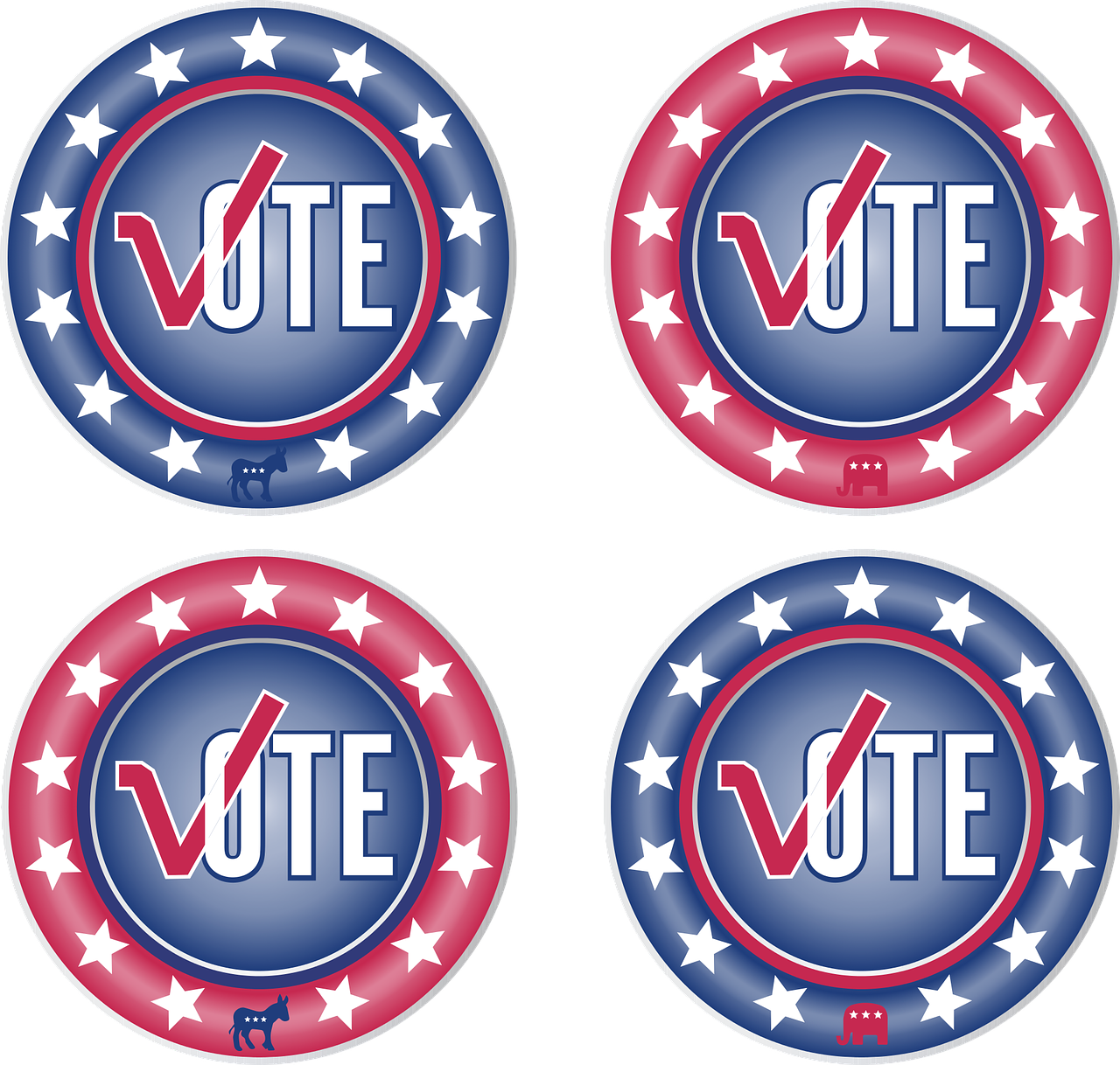 Patriotic Vote Badges Set