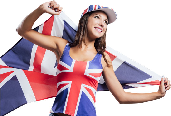 Patriotic Woman Holding U K Flag