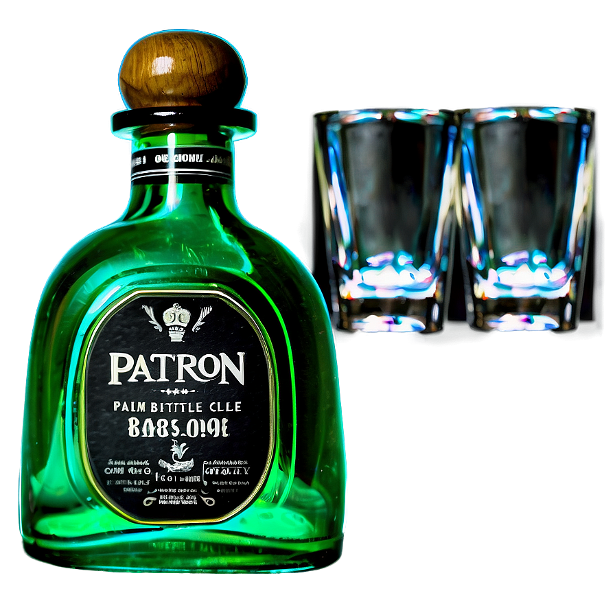 Patron Bottle With Glasses Set Png Eoh65