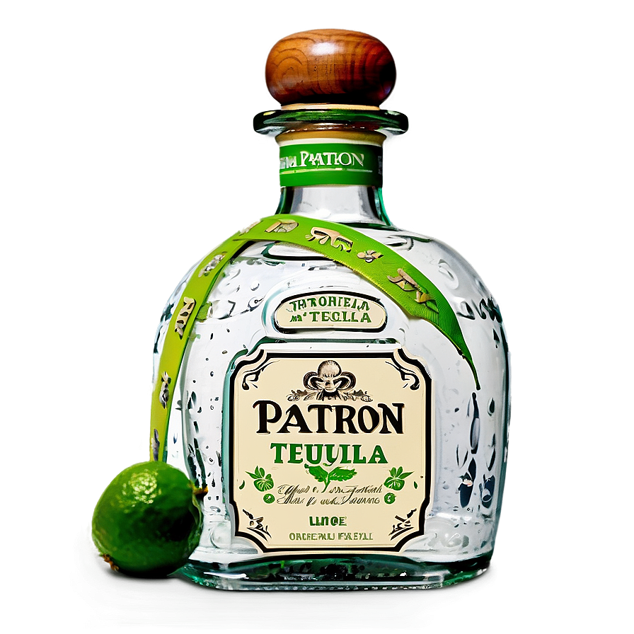 Patron Tequila With Lime Bottle Png Adv46