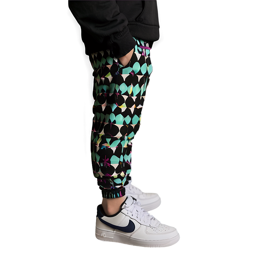 Patterned Black Sweatpants Png Svj