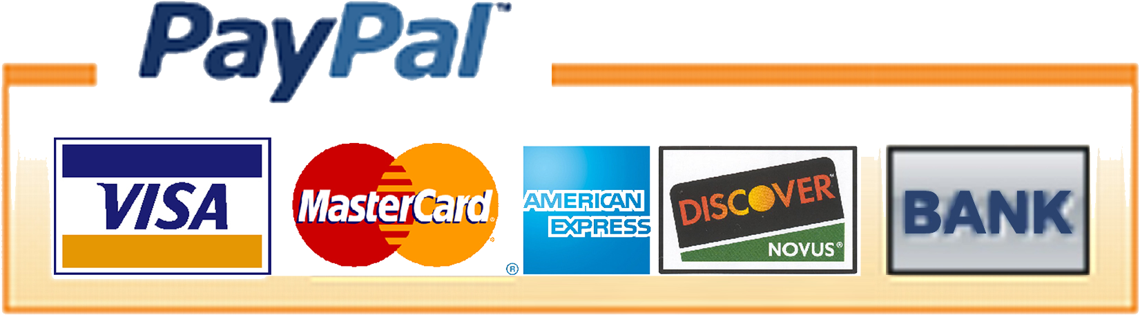 Payment Options Pay Pal Visa Master Card American Express Discover