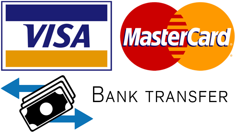 Payment Options Visa Master Card Bank Transfer