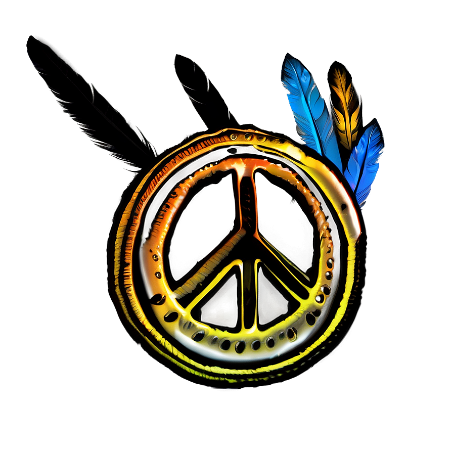 Peace Sign With Feathers Png Otx17