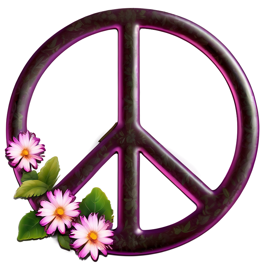 Peace Sign With Flowers Png Ics76