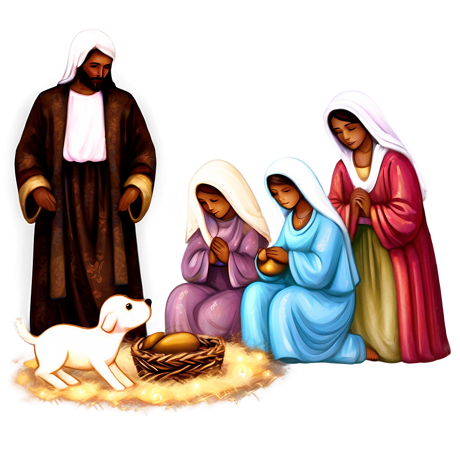 Peaceful Christmas Eve Nativity Scene Png Onh25