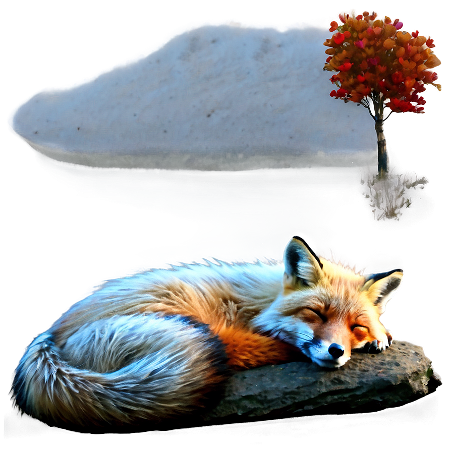 Peaceful Sleeping Fox Png 05232024