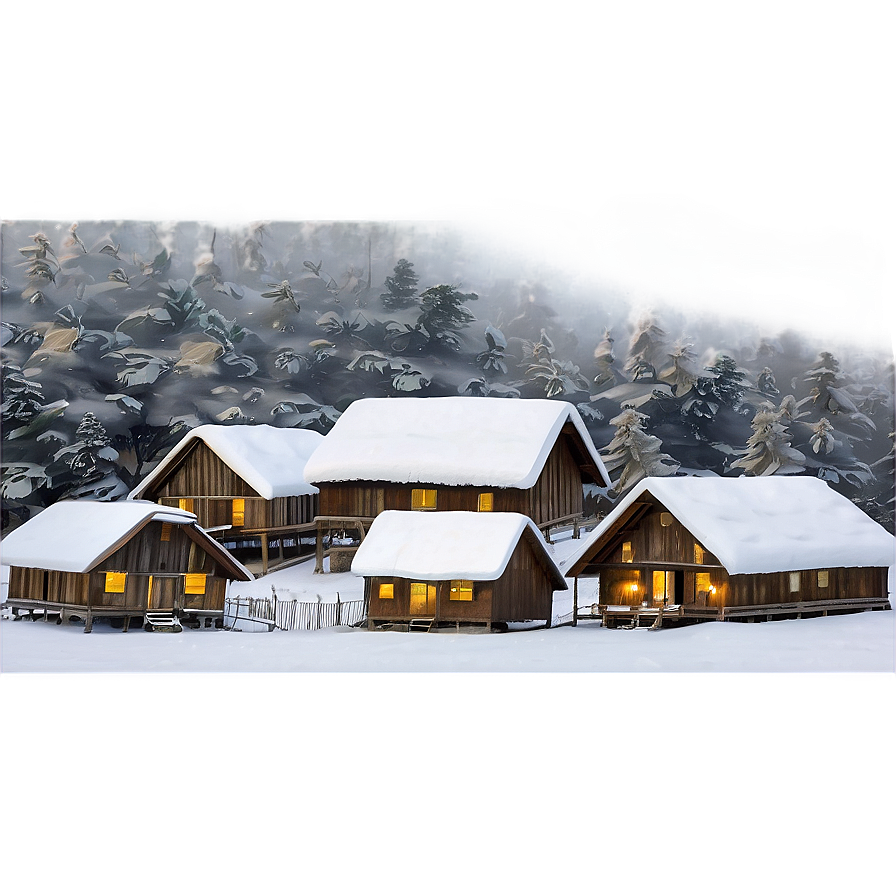 Peaceful Snowfall Village Png Gvy